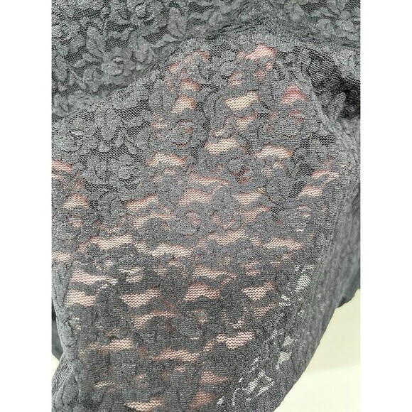 Tribeca Studio Women's Lace Mock Neck Shirt Black Size Medium Y2K Goth,Fairycore - Picture 3 of 5